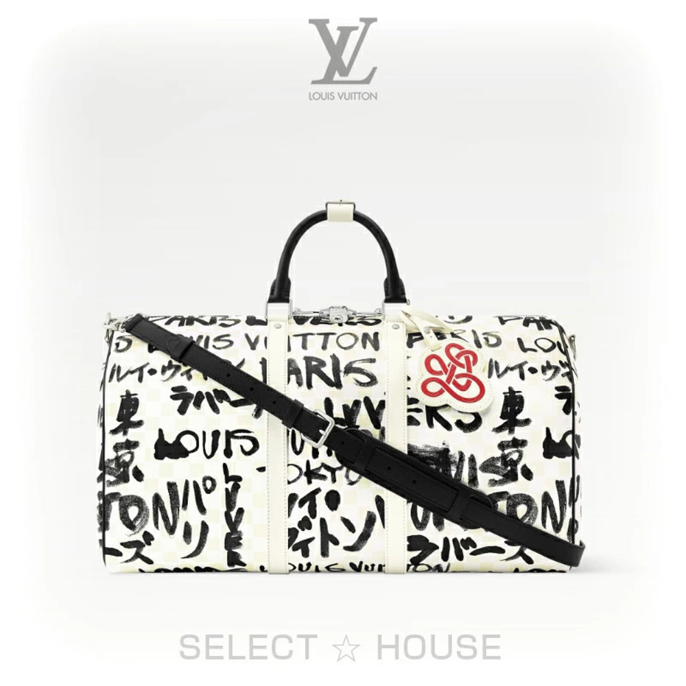 Louis Vuitton Keepall Bandouliere Travel Bag Leather White